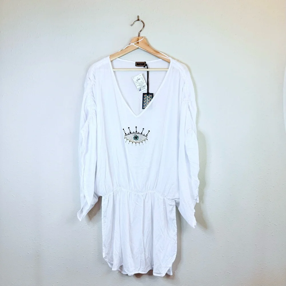Kurt Geiger London Eye White Women’s Tunic Cove Up Size Medium NWT